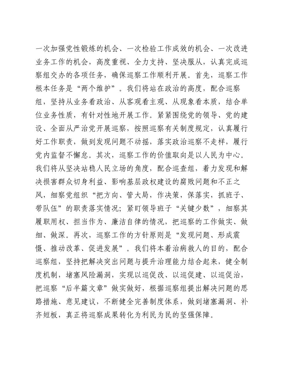 在巡察组进驻动员部署会上的表态发言_第2页