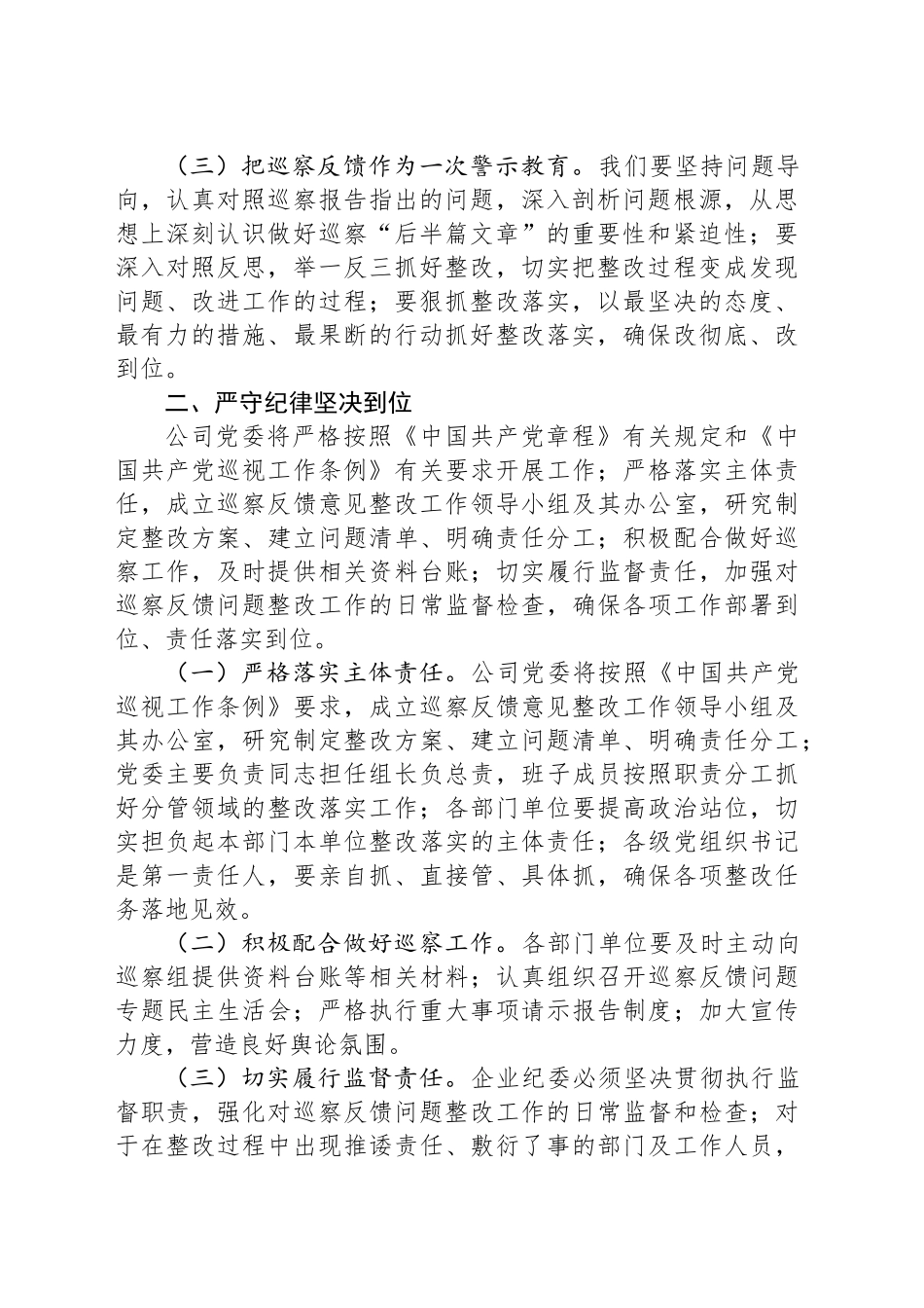 在国企巡察整改工作情况反馈会上的发言_第2页