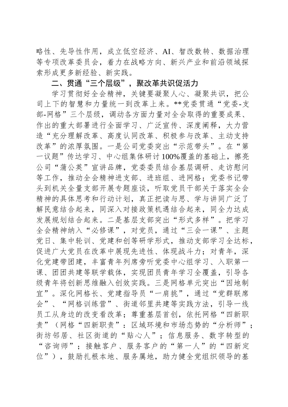 在2024年学习贯彻党的二十届三中全会精神座谈会上的汇报发言_第2页