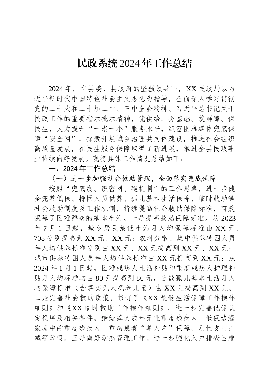 民政系统2024年工作总结_第1页