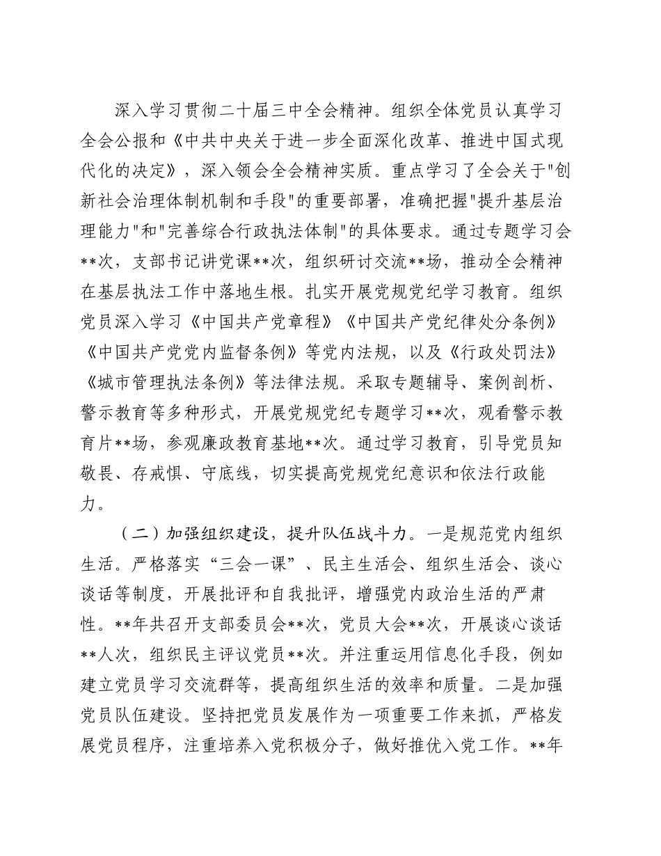 党支部2024年工作总结及2025年工作规划（综合行政执法队）_第2页