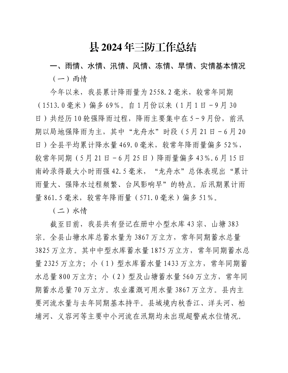 县2024年三防工作总结_第1页