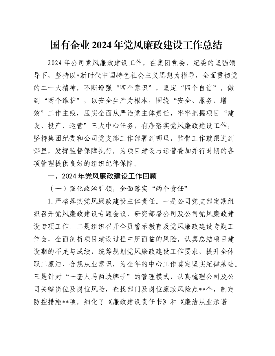 国企公司党风廉政建设工作总结6000字_第1页