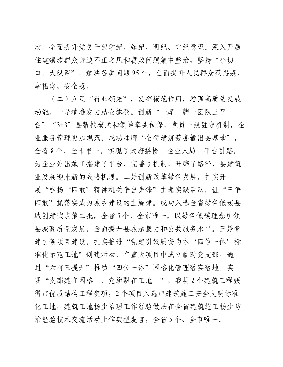 县住建局党组2024年落实全面从严治党主体责任情况报告_第2页