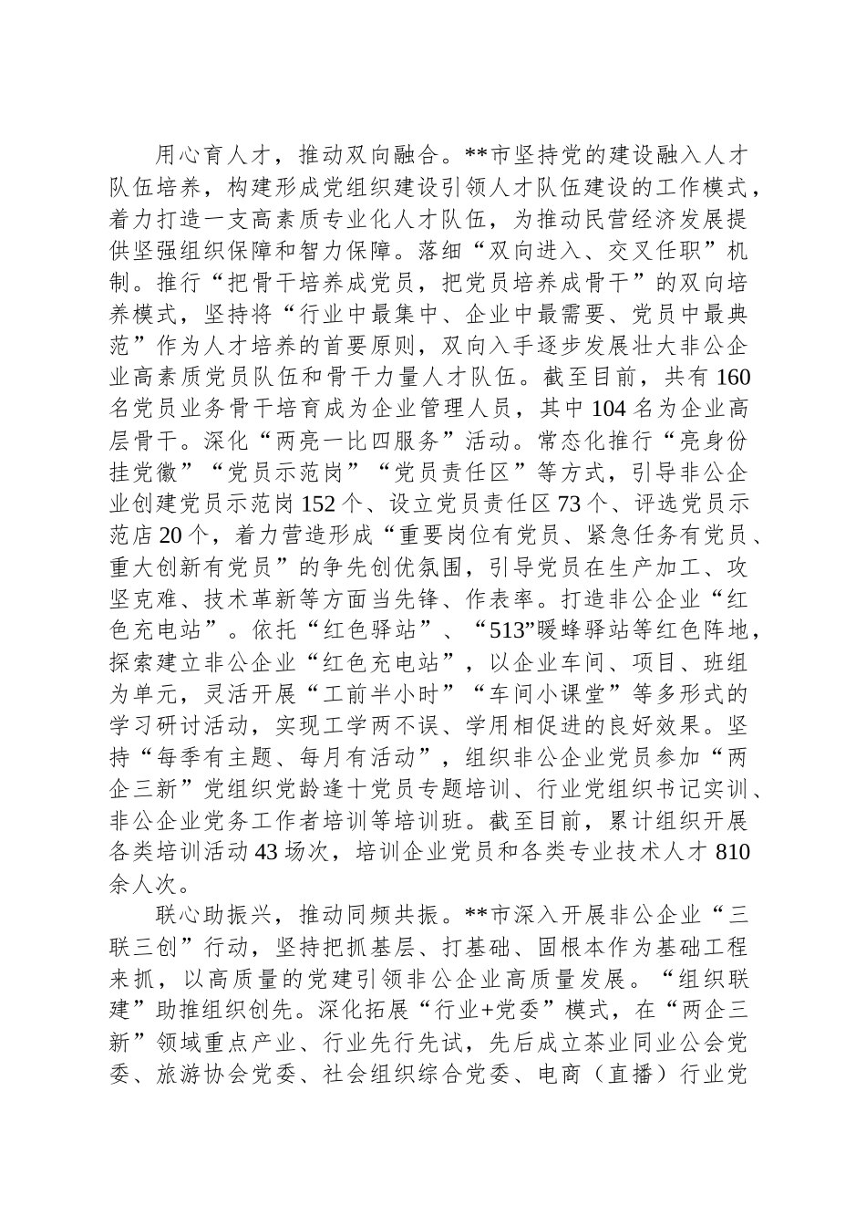 在2024年全市党建引领非公有制企业高质量发展工作推进会上的汇报发言_第2页
