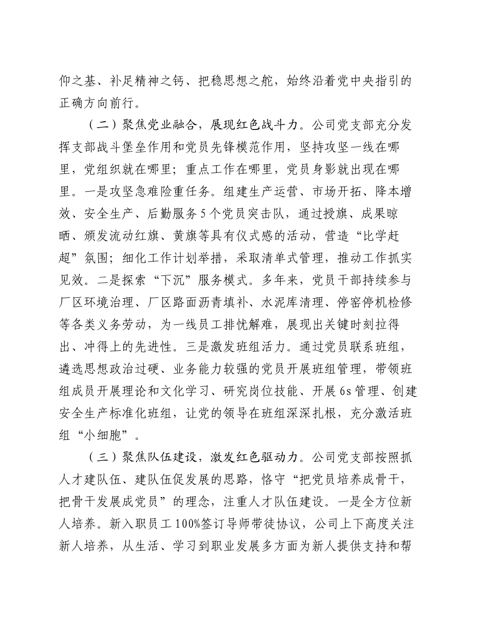 国有企业党支部2024年抓基层党建工作总结_第2页