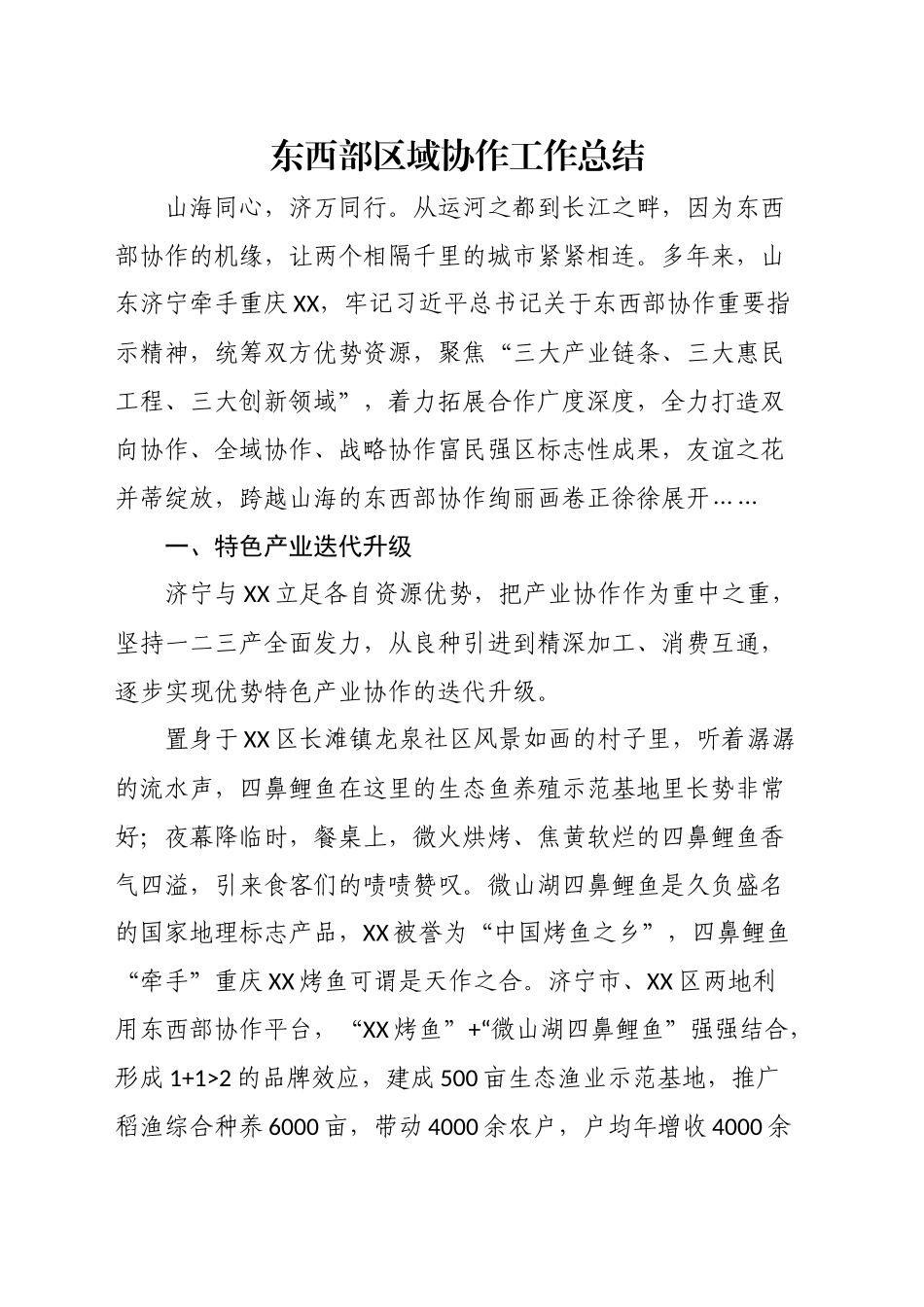 东西部区域协作工作总结_第1页