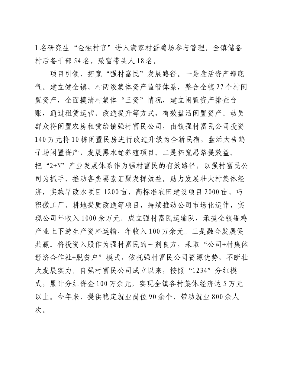 镇党委书记在全县强村富民行动汇报会上的发言_第2页