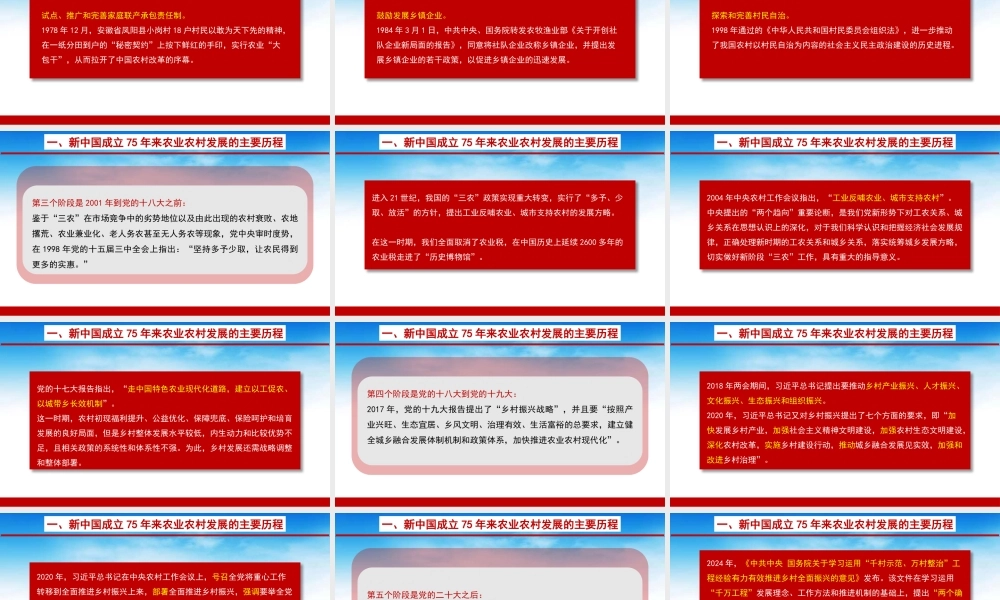 农业农村发展面貌发生翻天覆地的变化——新中国成立75周年农业发展成就（PPT)