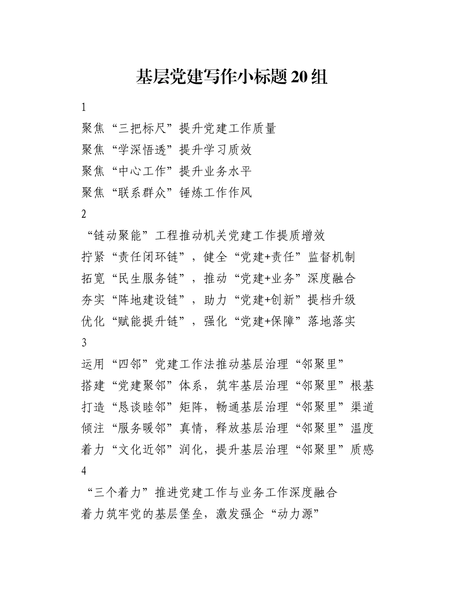 基层党建写作小标题20组_第1页