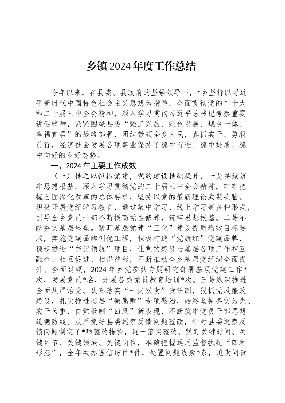 乡镇街道2024年度工作总结_第1页