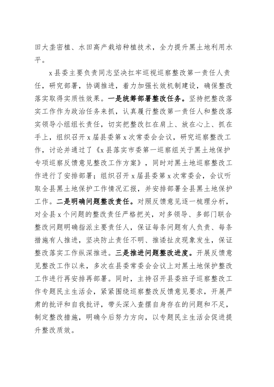 黑土地保护巡察反馈意见问题整改工作报告总结20241204_第2页