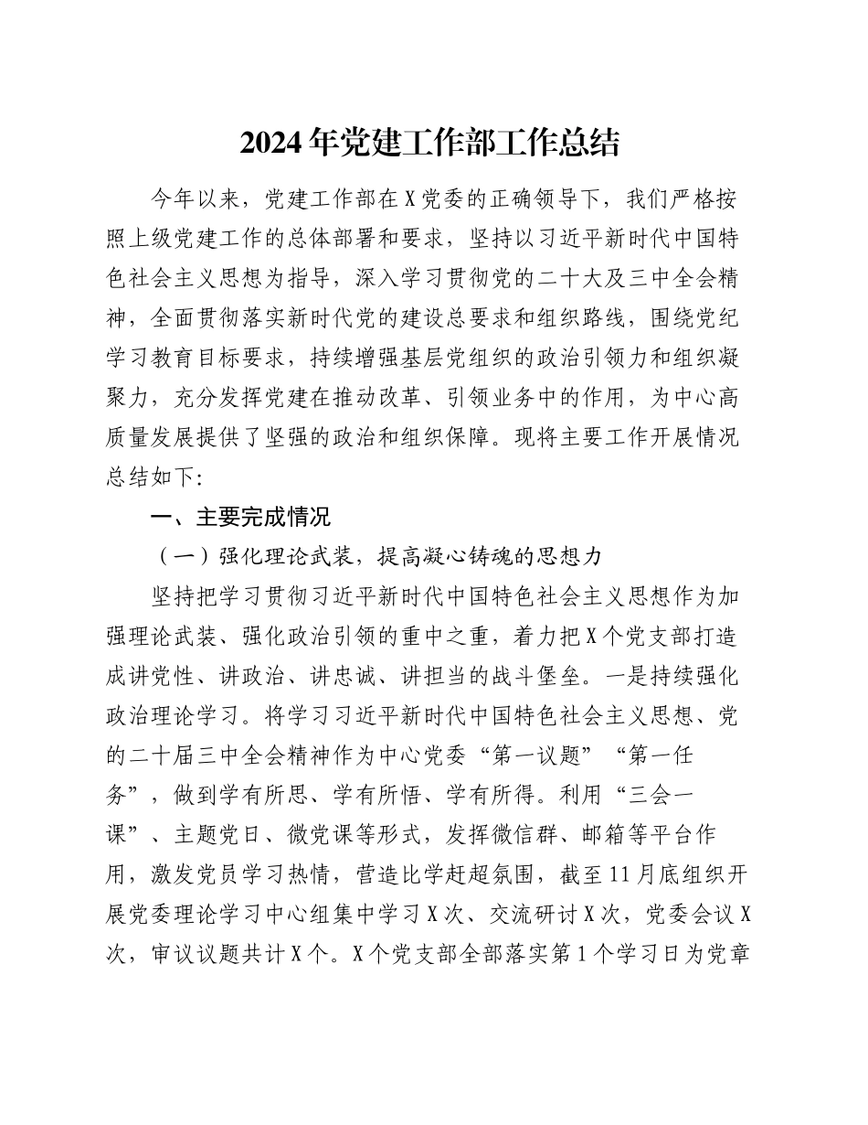 2024年党建工作部工作总结_第1页