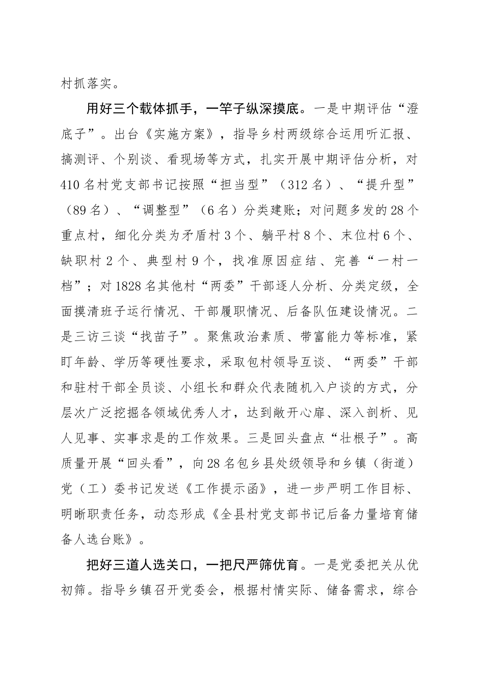 在2024年全市村党支部书记后备力量培育储备工作专题推进会上的汇报发言（2525字）_第2页