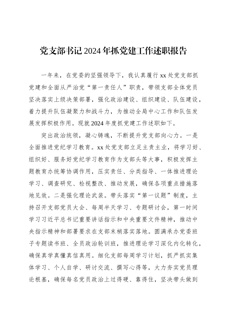 党支部书记2024年抓党建工作述职报告20241211_第1页
