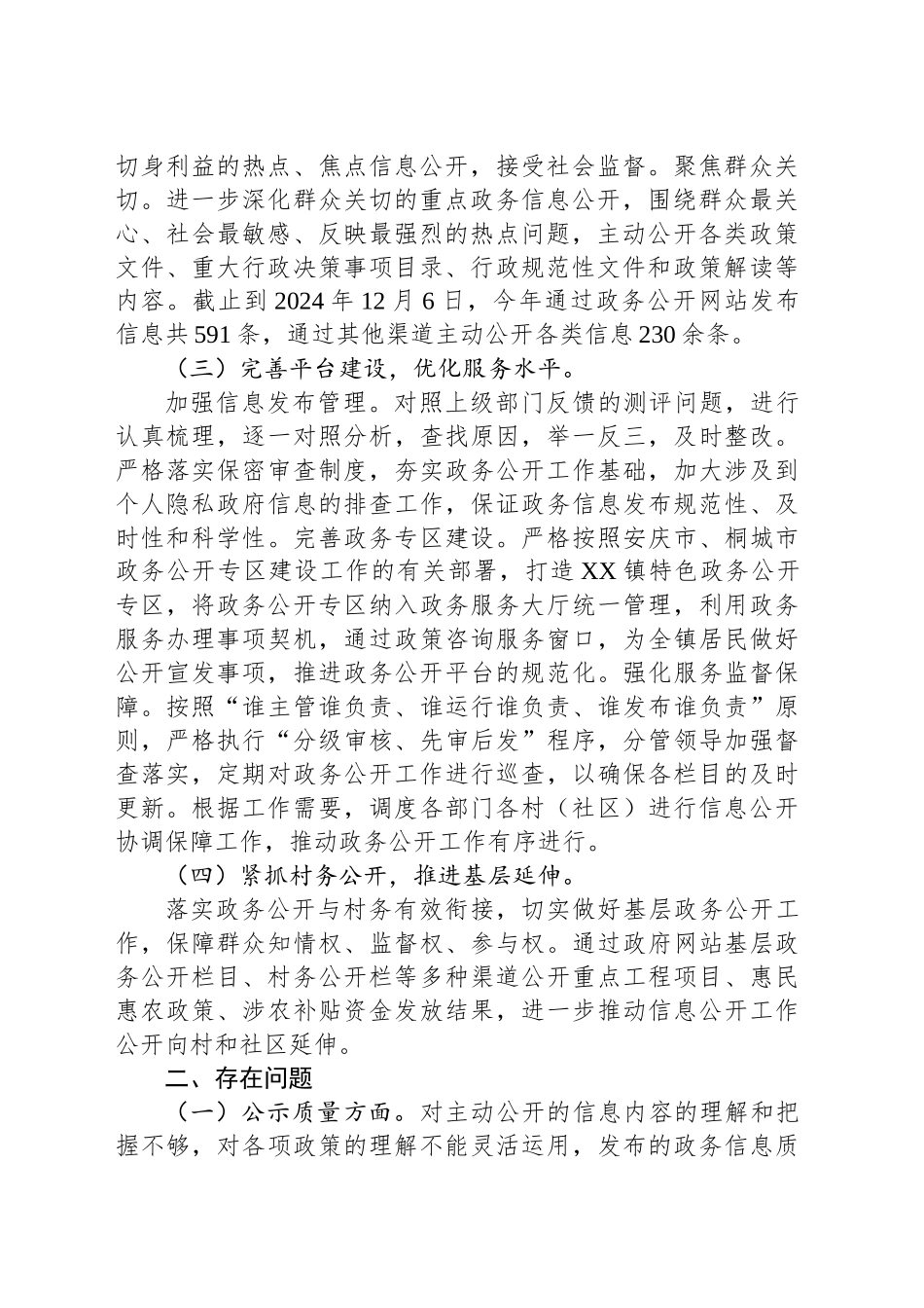 XX镇2024年政务公开工作总结和2025年工作计划_第2页