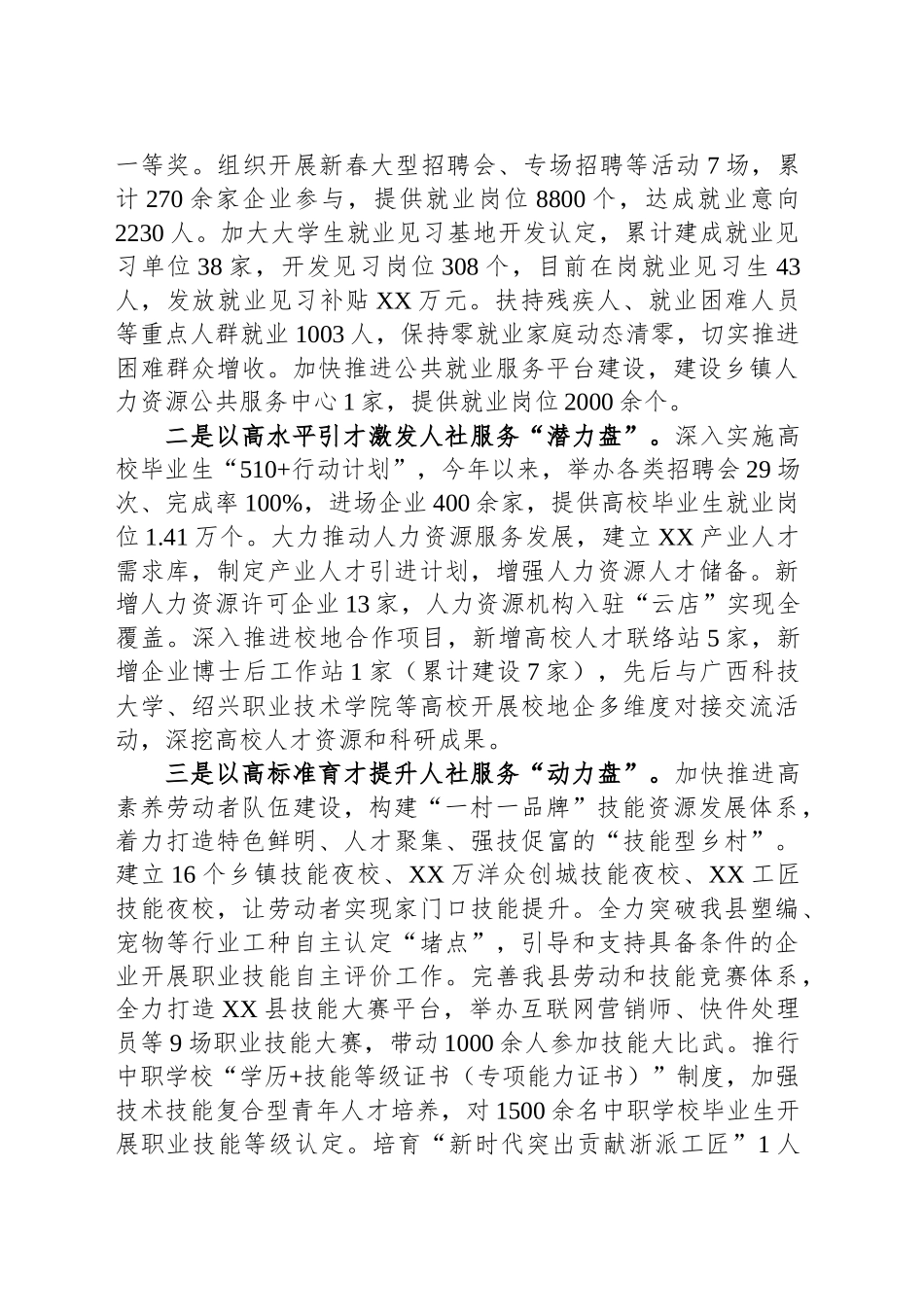 县人力资源和社会保障局2024年工作总结_第2页
