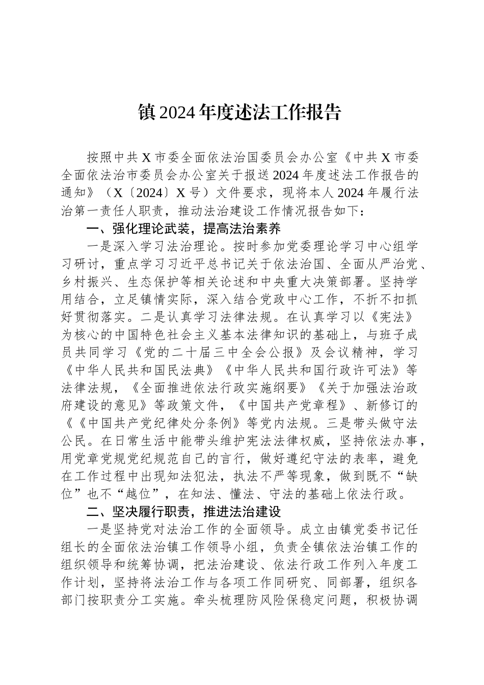 镇2024年度述法工作报告_第1页