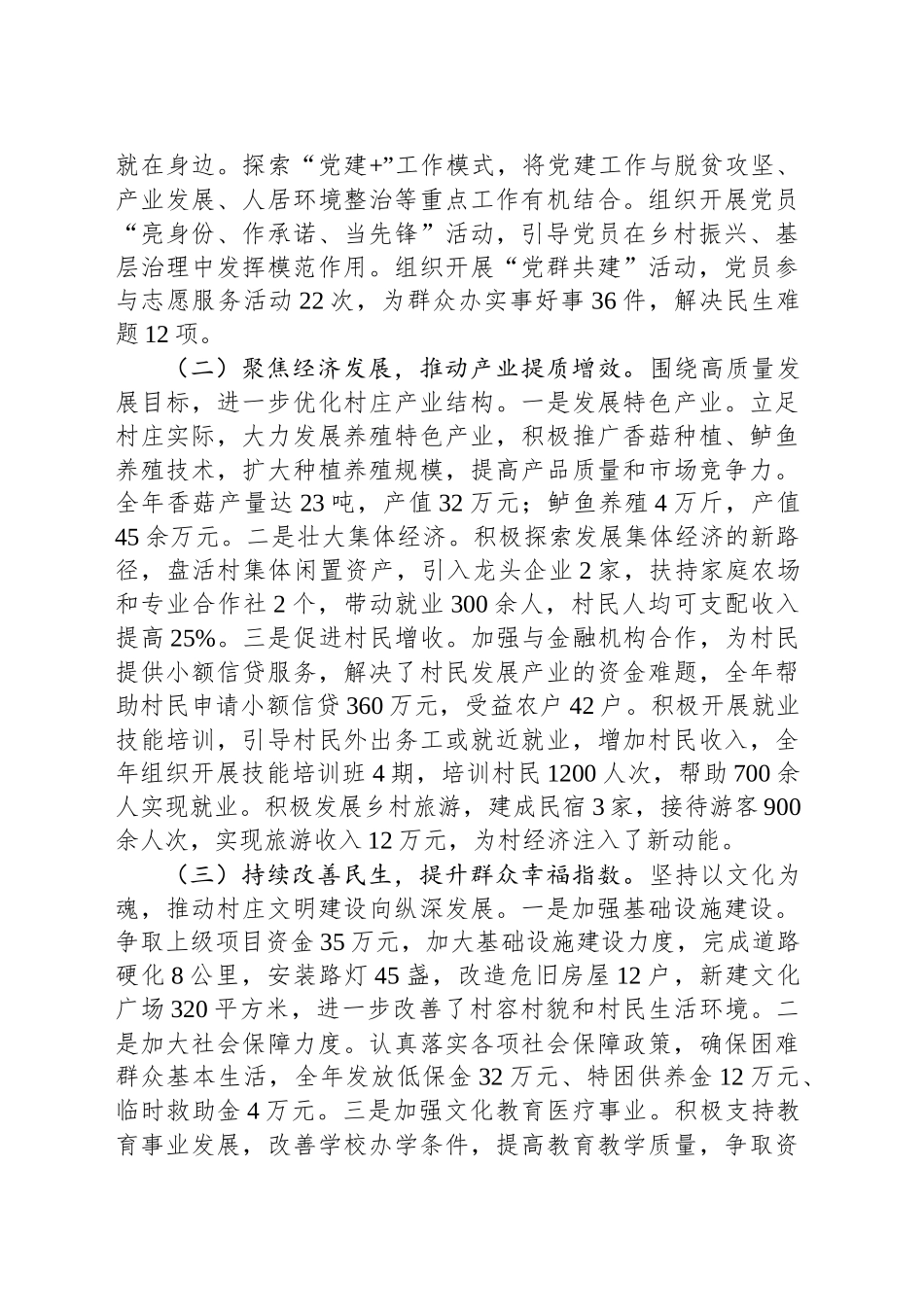 村2024年工作总结和2025年工作谋划_第2页