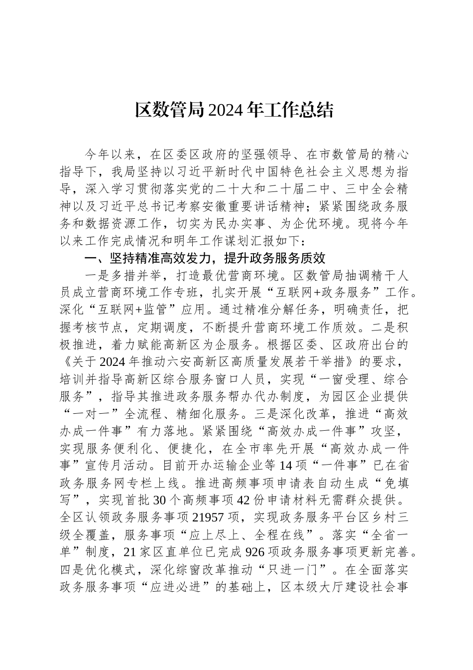 区数管局2024年工作总结_第1页