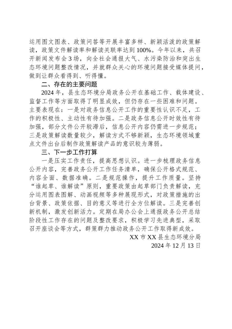 县生态环境分局2024年政务公开工作总结_第2页