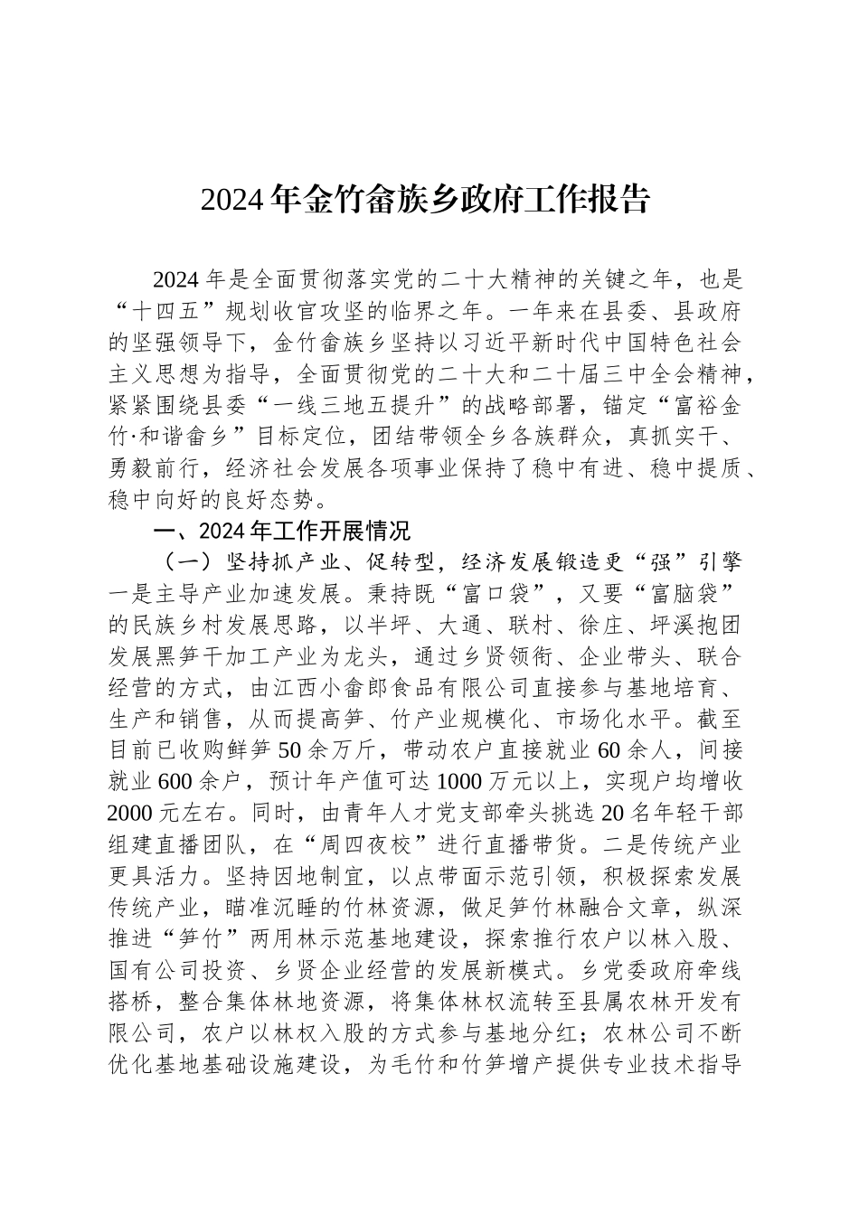 2024年金竹畲族乡政府工作报告_第1页