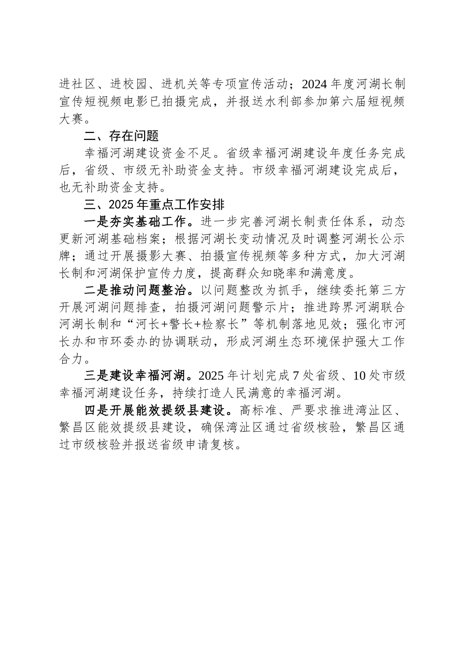 市河长制工作处2024年工作总结和2025年工作计划_第2页