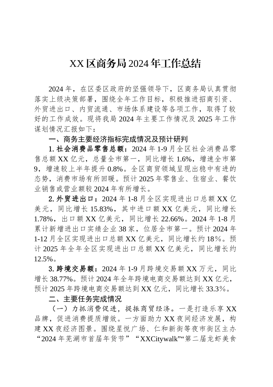 XX区商务局2024年工作总结_第1页