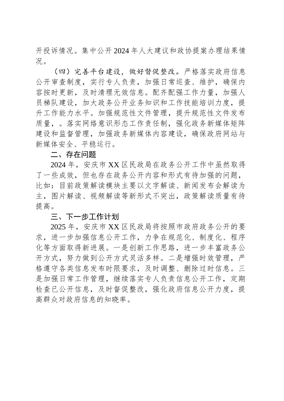 XX区民政局2024年政务公开工作总结_第2页