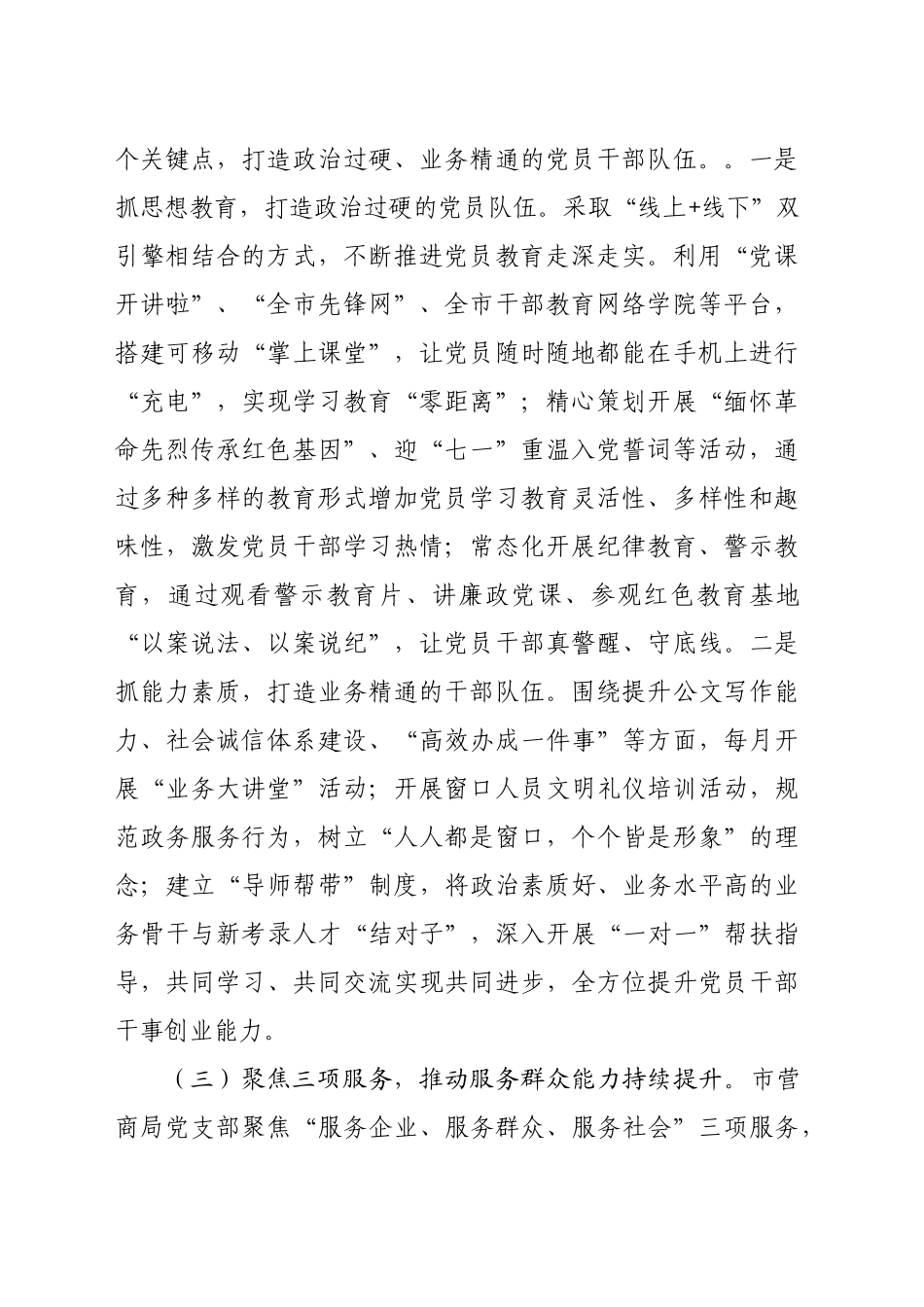 市营商环境局党支部书记2024年履行全面从严治党“一岗双责”述职述廉报告（3072字）_第2页