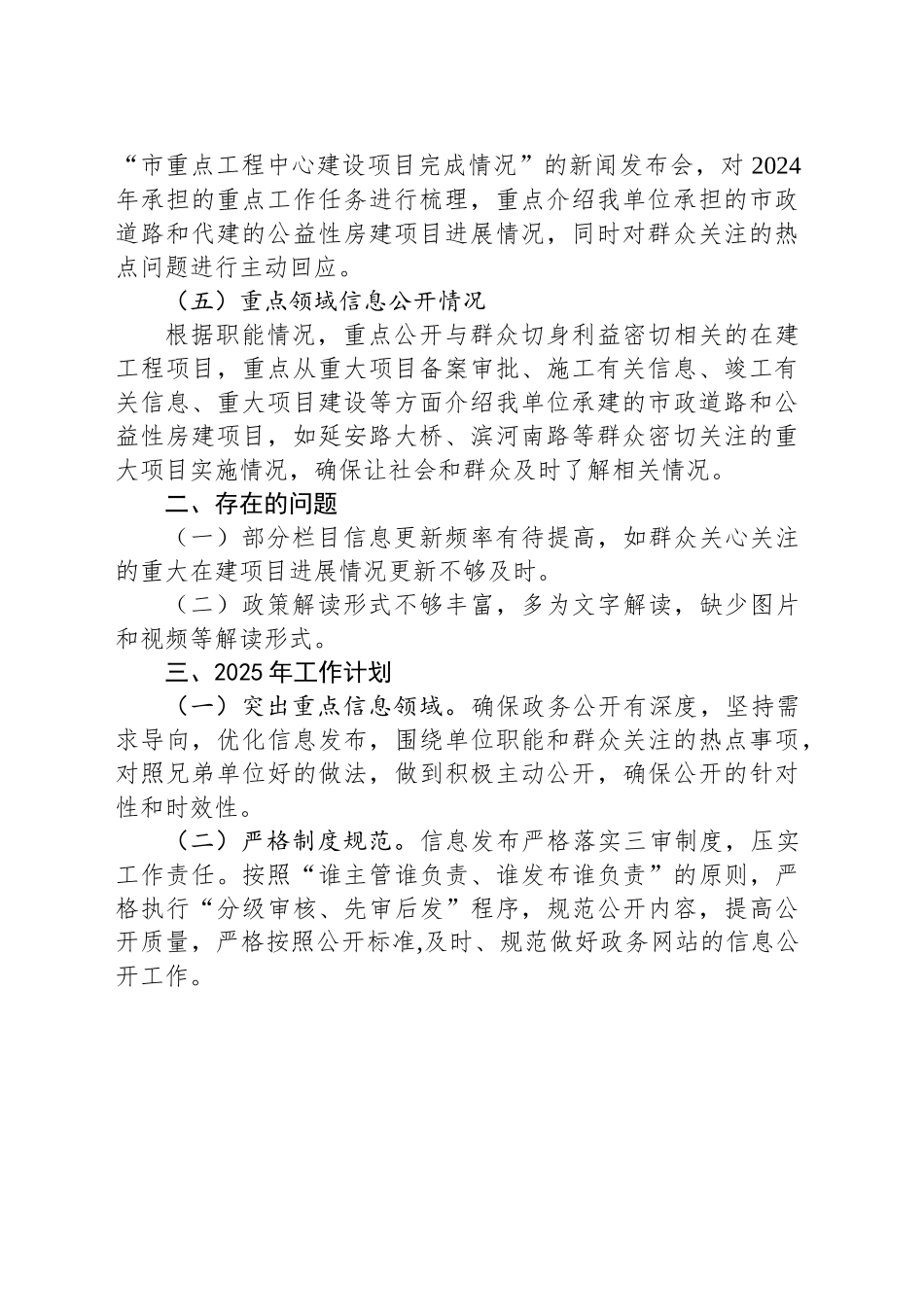 市重点工程建设管理中心2024年政务公开工作总结和2025年工作计划_第2页