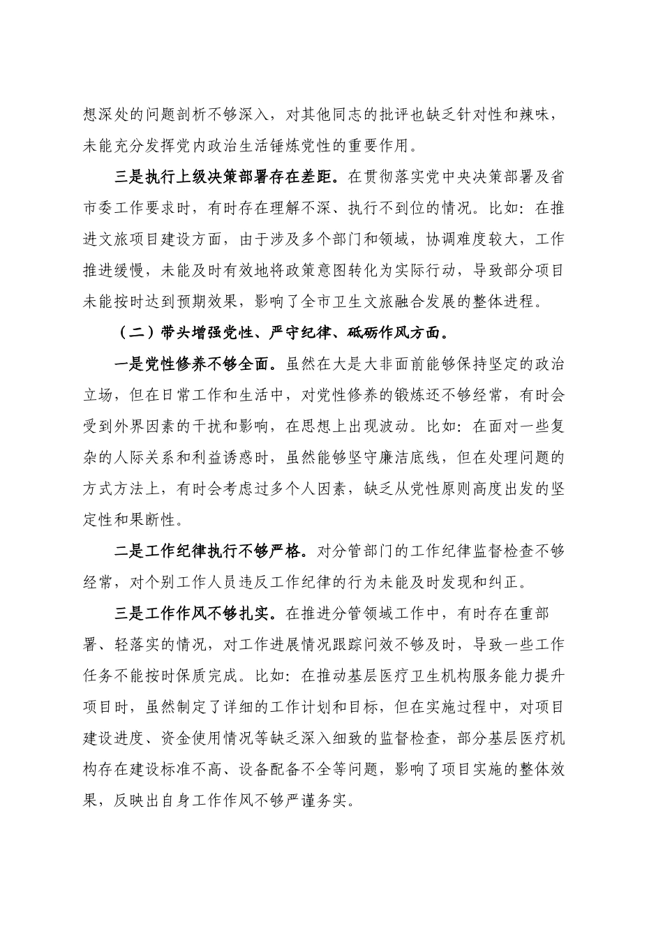 副市长2024年对照检查材料个人发言提纲（四个带头）_第2页