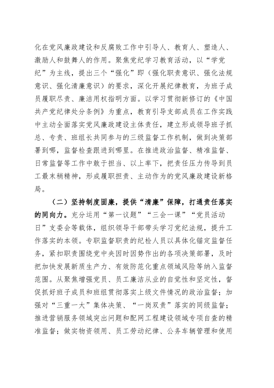 能源国有企业2024年党风廉政暨清廉国企建设工作总结20250101_第2页