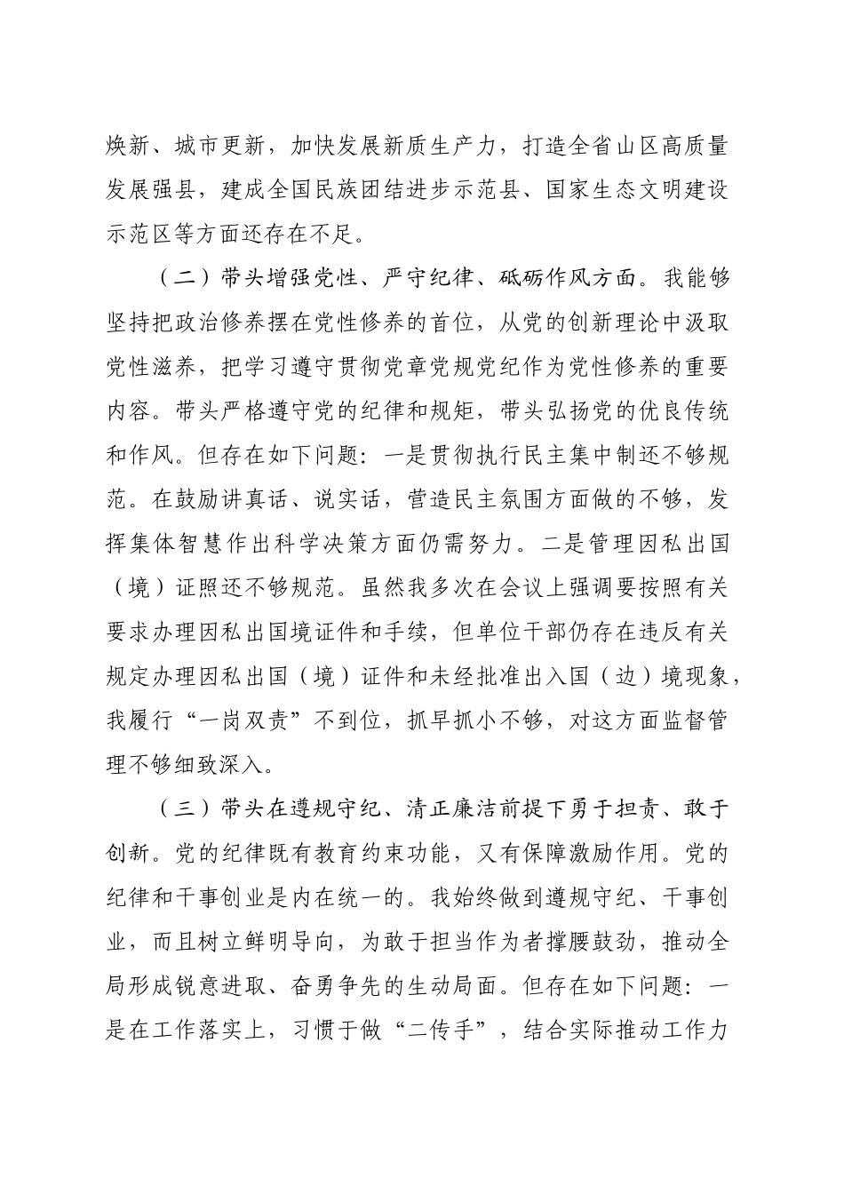 2024年县政府民主生活会个人发言提纲（3554字）四个带头_第2页