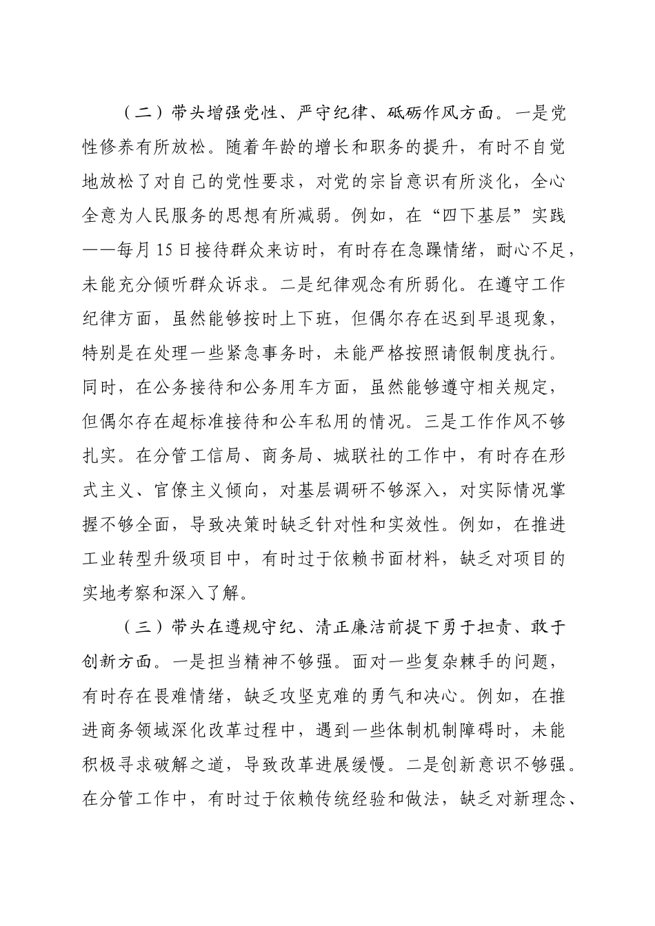 县政府领导2024年民主生活会个人对照检查发言材料（3022字）_第2页