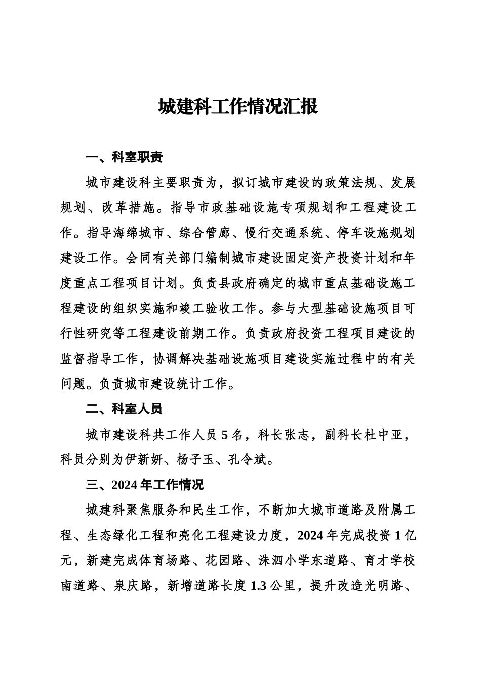 城建科工作情况汇报（20241231）_第1页