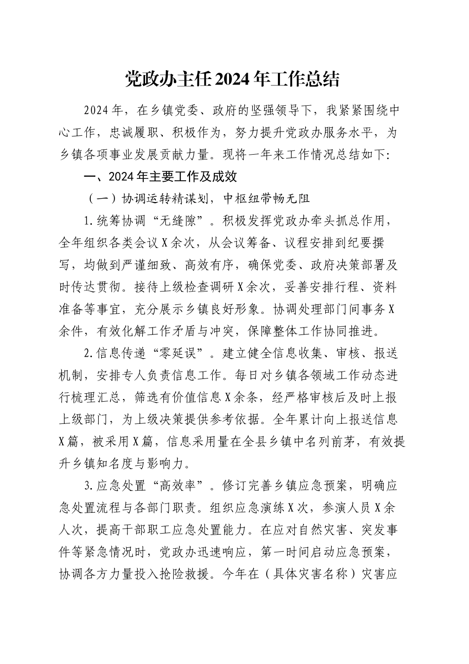 党政办主任2024年工作总结_第1页