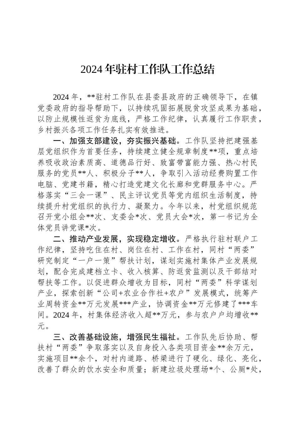 2024年驻村工作队工作总结_第1页
