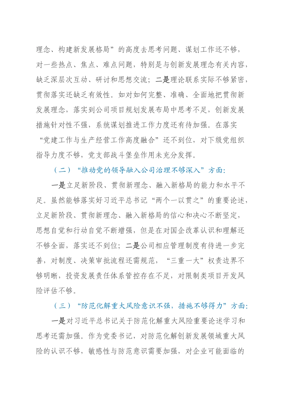 2025年某公司巡视整改专题民主生活会领导个人发言提纲_第2页