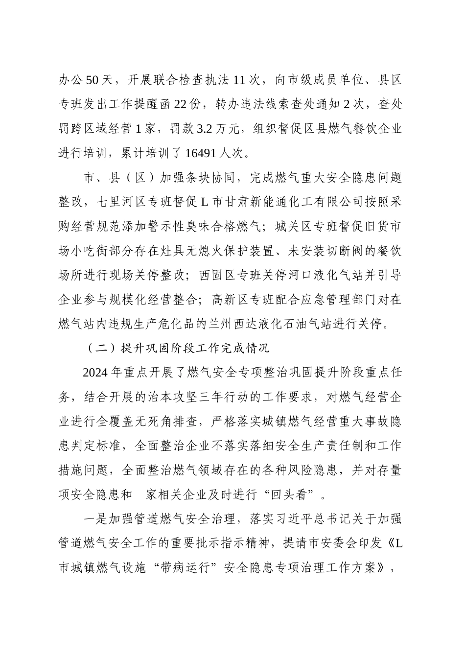 关于2024年xx市城镇燃气安全专项整治工作的报告_第2页