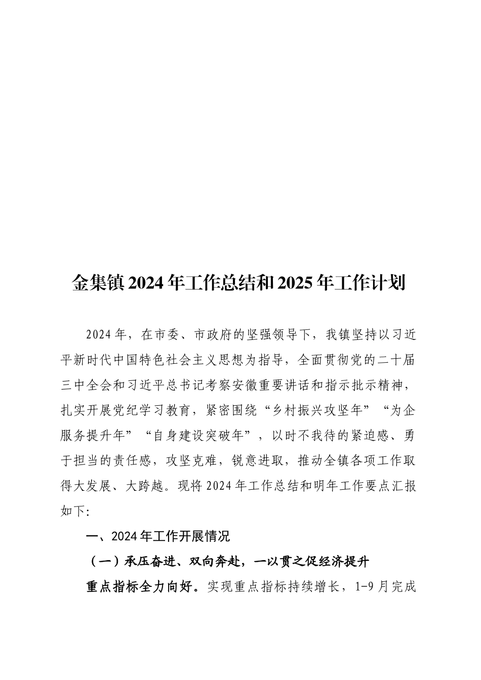 XX镇2024年工作总结和2025年工作计划-3_第1页