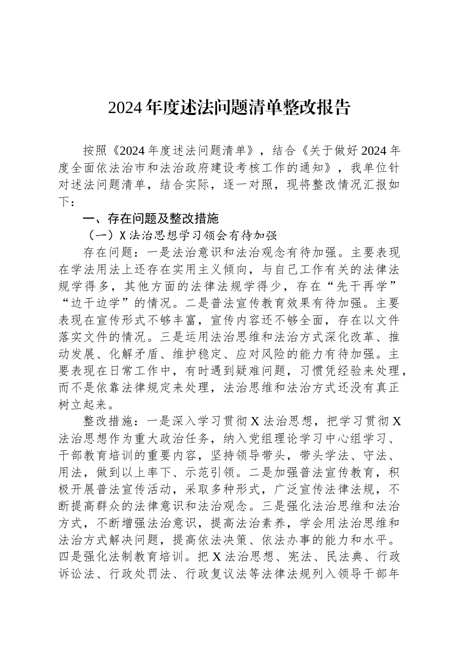 2024年度述法问题清单整改报告_第1页