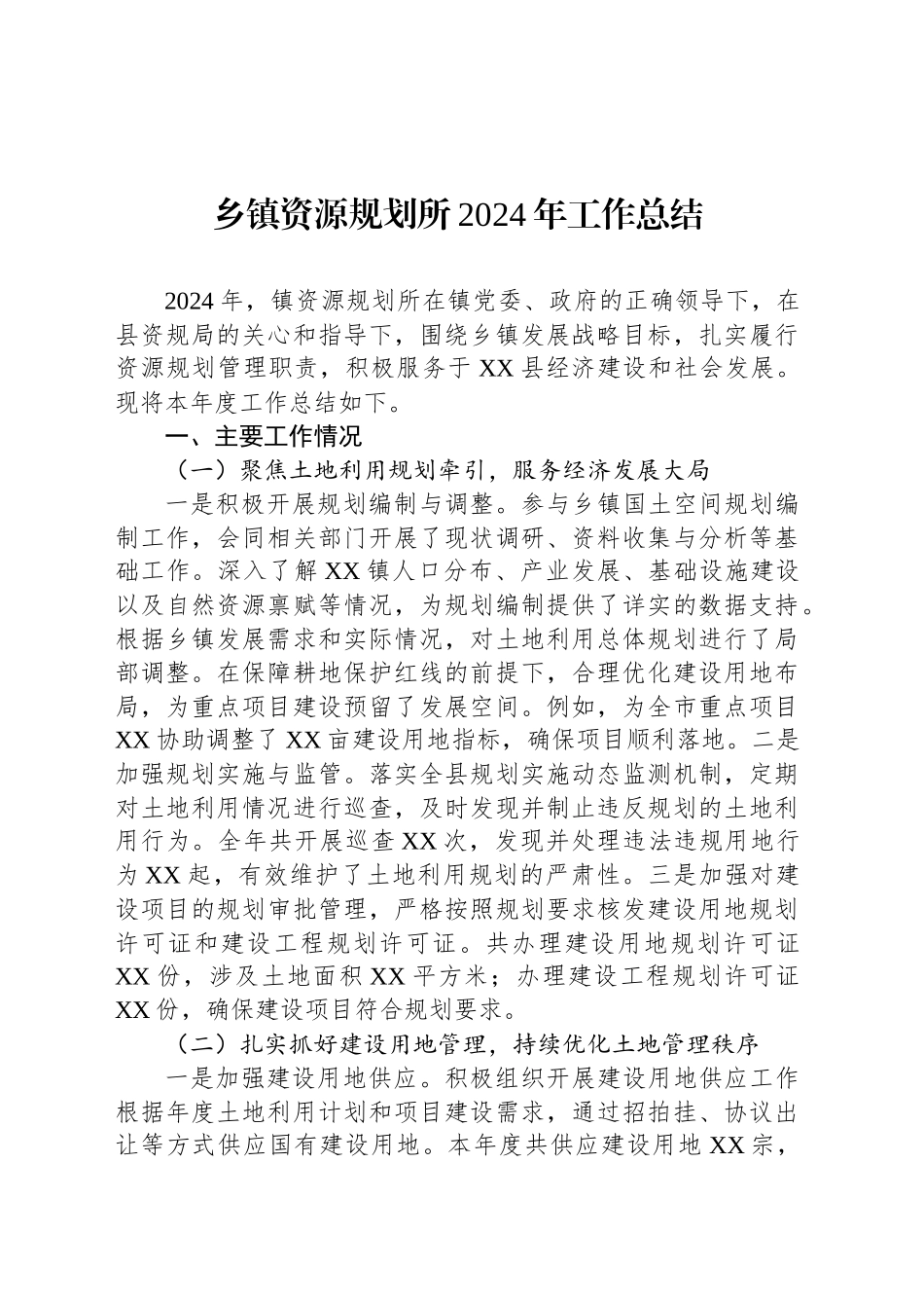 乡镇街道资源规划所2024年工作总结_第1页