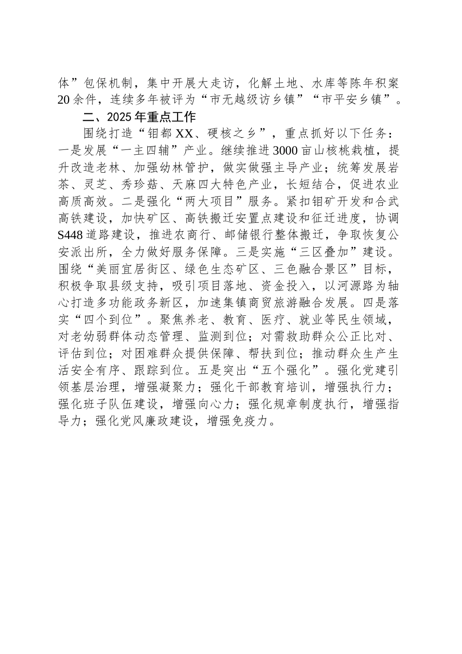 XX县XX乡2024年度工作总结及2025年工作计划_第2页