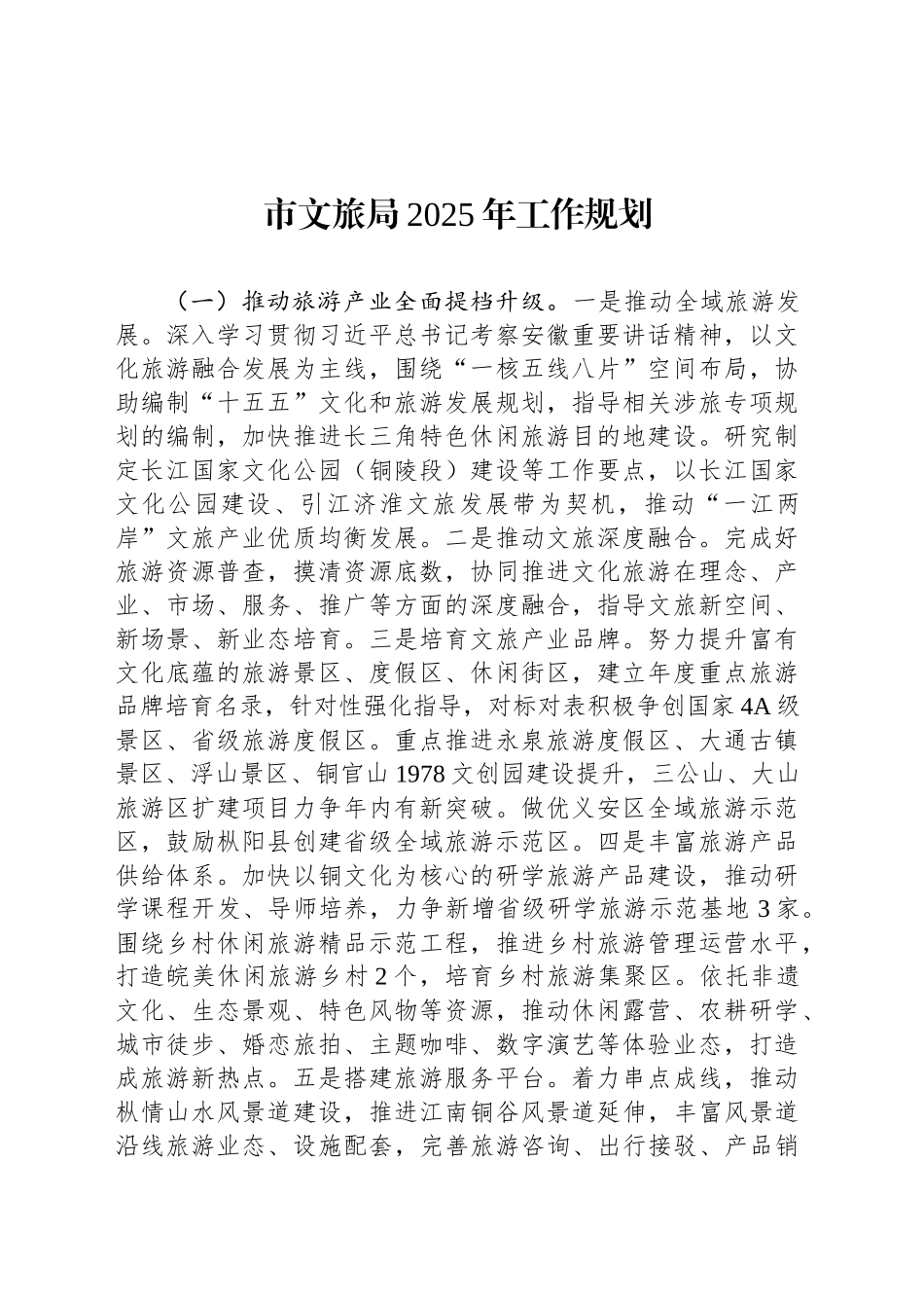 市文旅局2025年工作规划_第1页