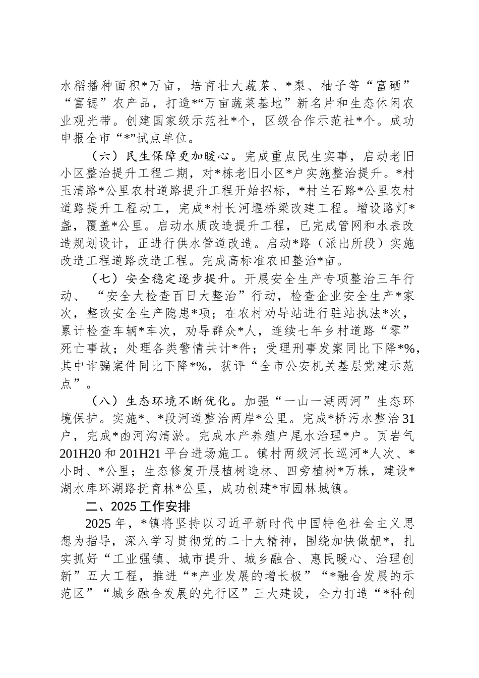 镇2024年工作总结2025年工作安排_第2页