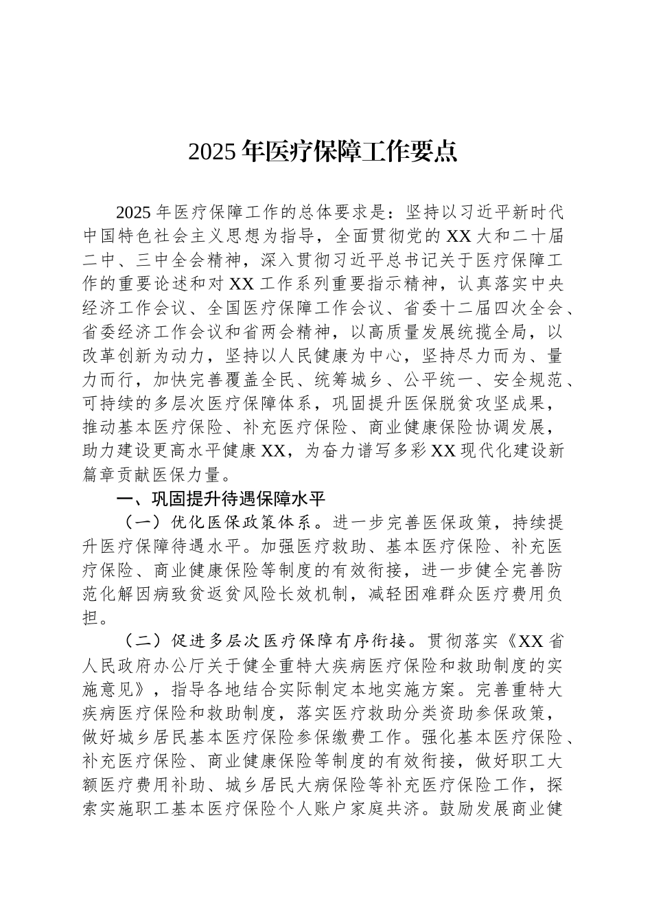2025年医疗保障工作要点_第1页