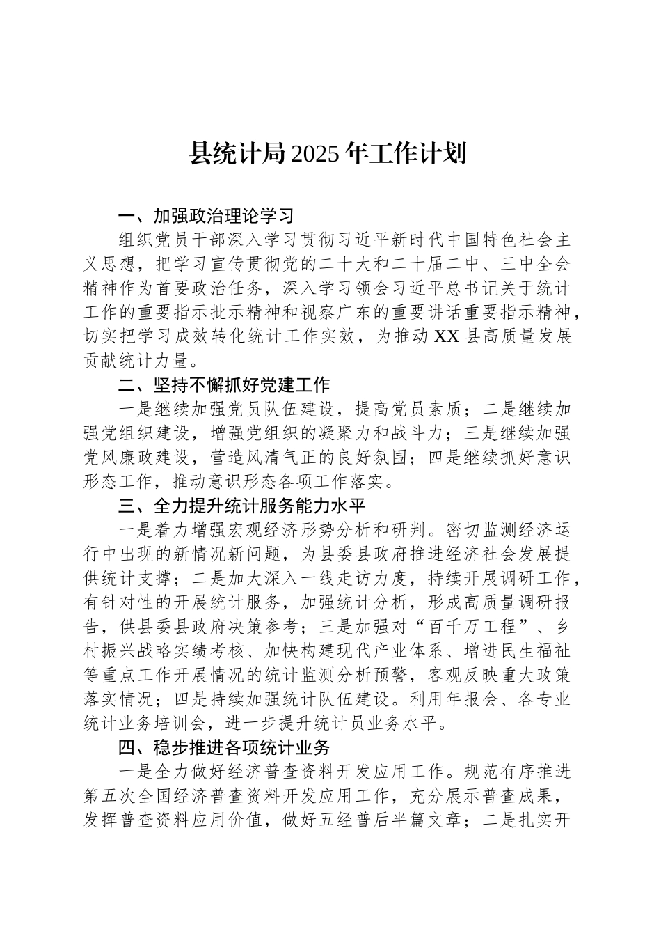 县统计局2025年工作计划_第1页