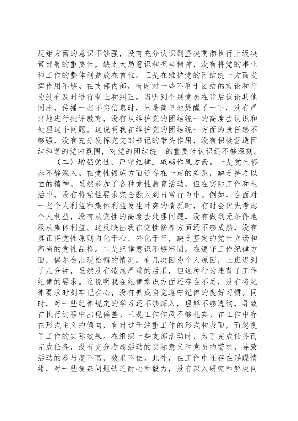 党支部书记2024年组织生活会个人对照检查发言材料_第2页