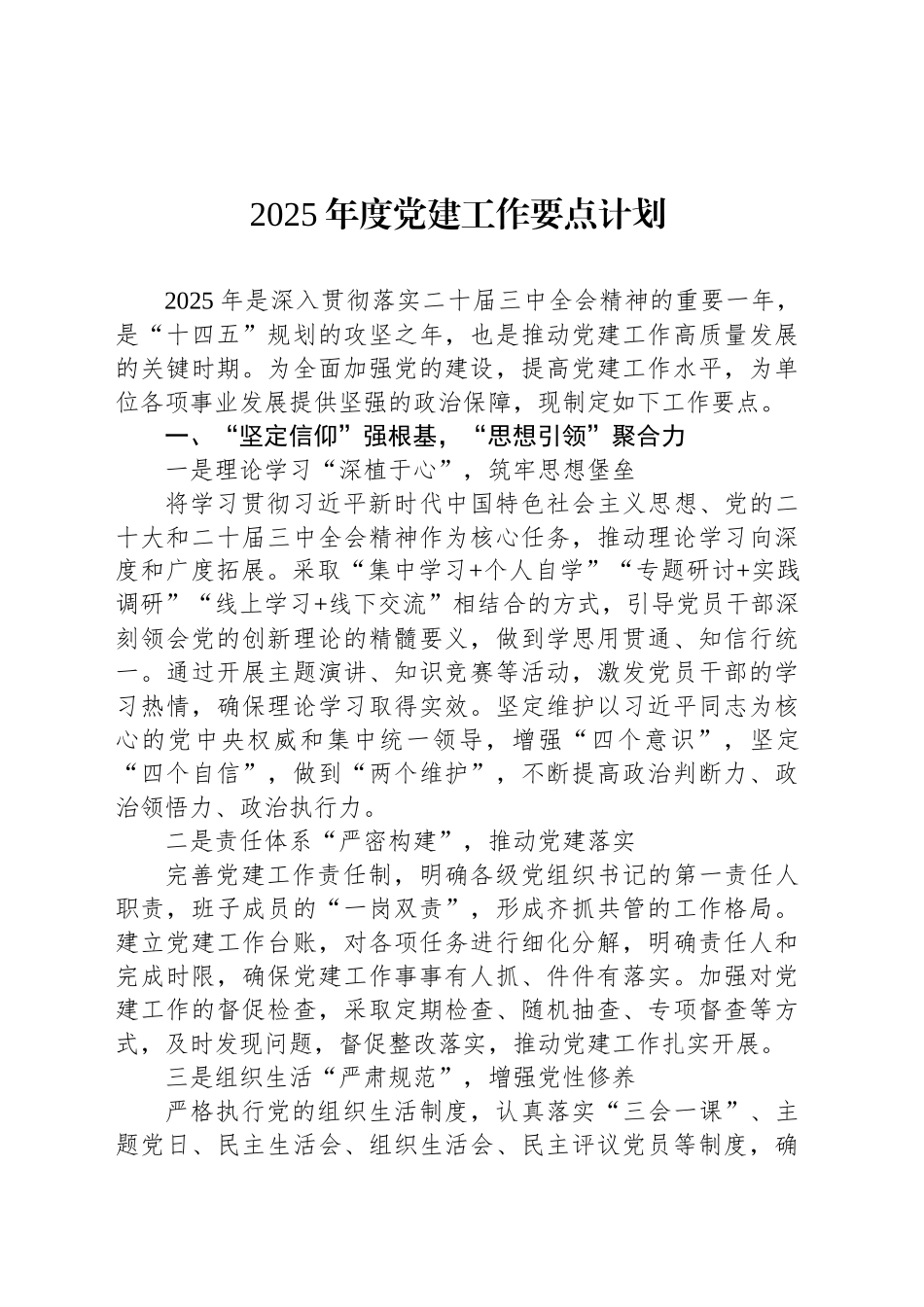 2025年度党建工作要点计划_第1页